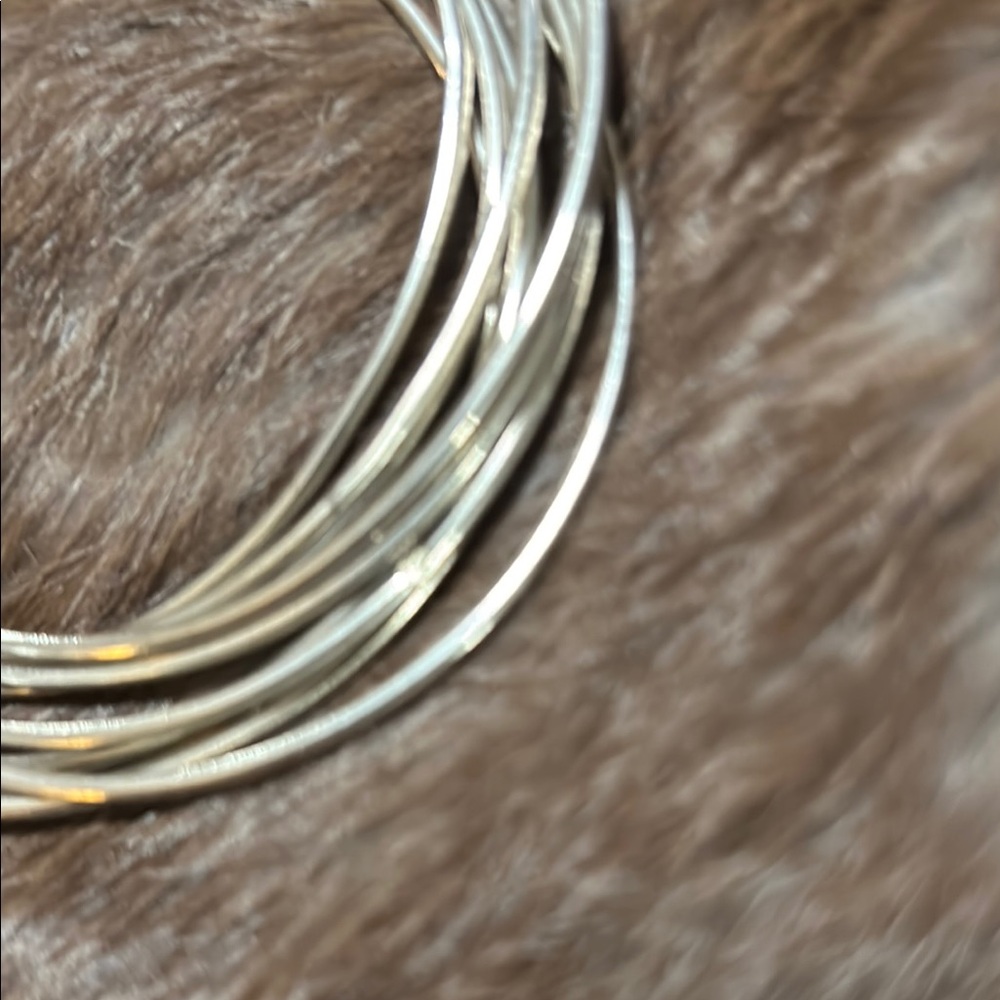 Silver Bangle Bracelets Set - image 5